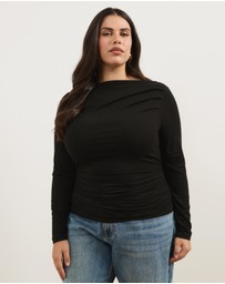 Atmos&Here Curvy - Etta Boat Neck Draped Top