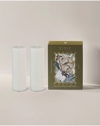 Black Blaze - Wide Column Pillar Candle Party Set