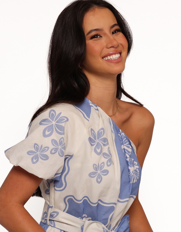 Petal & Pup - Dylan One Shoulder Mini Dress - Blue Dahlia