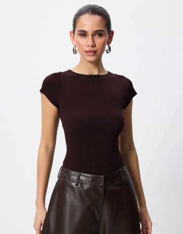 Tussah - Charlotte Cap Sleeve Boat Neck Knitted Top