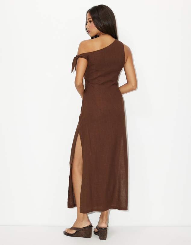Dazie - Wednesday One Shoulder Linen Blend Midi Dress