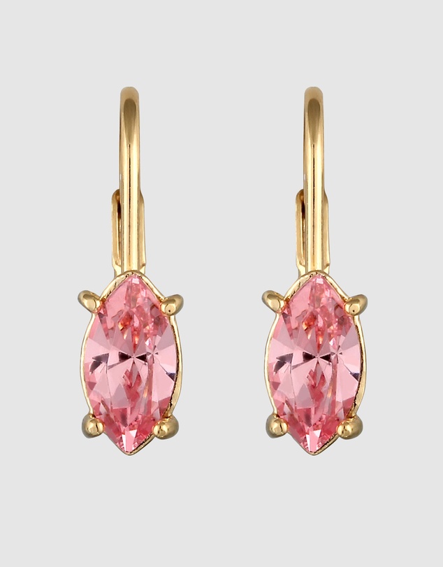 Elli Jewelry - Crystal Oval Drop Earrings in Gold-Plated 925 Silver