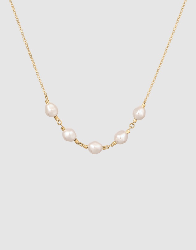 Elli Jewelry - Necklace Pearl Baroque Layering 925 Sterling Silver Gold-Plated