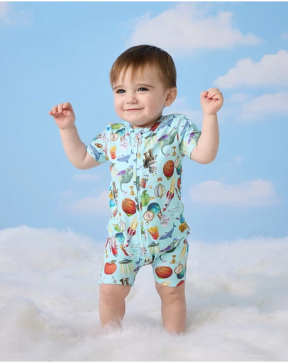 Fleur Harris - 'Heirloom Treasures' Timeless Shorty Coverall in Soft Aqua