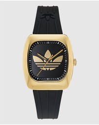 adidas Originals - Retro Wave One IP Gold-Tone Black Silicone Watch
