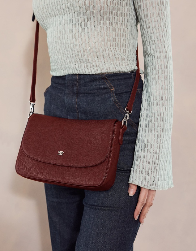 Pierre Cardin - Pierre Cardin Ladies Leather Flap Over Crossbody Bag