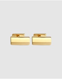 Kuzzoi - ICONIC EXCLUSIVE - Cufflinks Men Rectangle Bar Elegant in 375 Yellow Gold