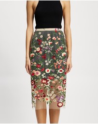 Lindsay Nicholas New York - Floral Sheer Lace Skirt with Underskirt
