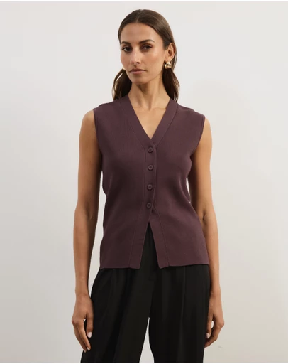 Atmos&Here - Noel V-Neck Sleeveless Knit Cardigan