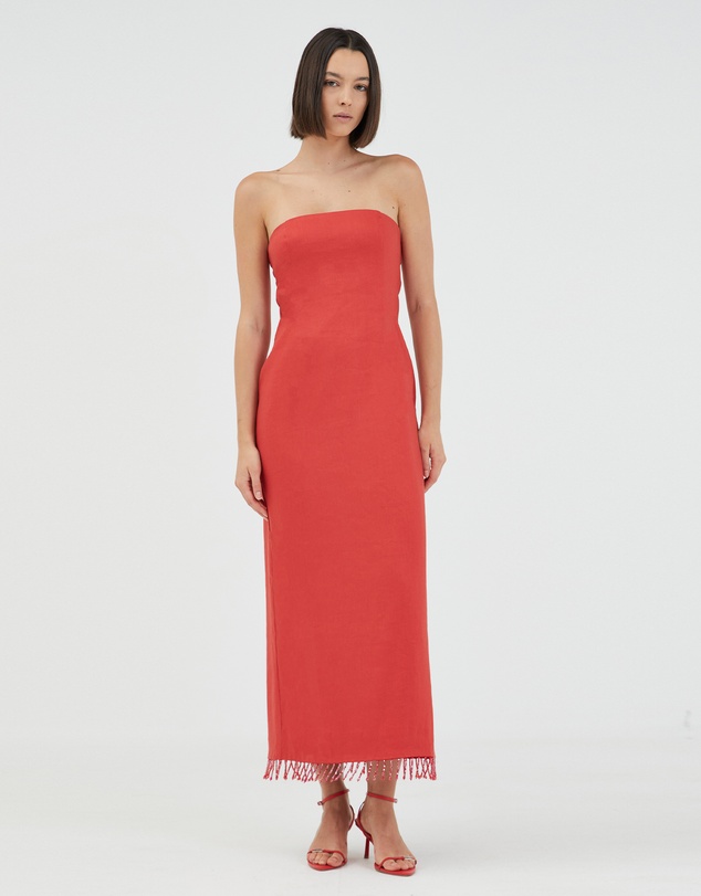Third Form - Flame Linen Strapless Dress