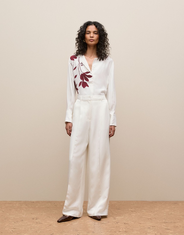 Trenery - Wren Placement Floral Print Blouse in White