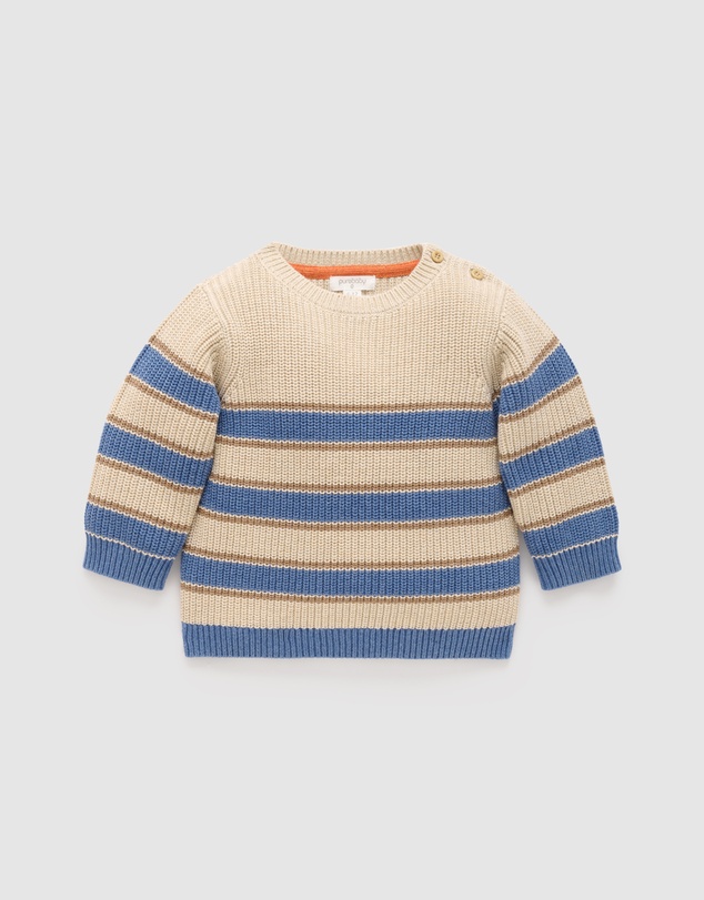 Purebaby - Chunky Rib Striped Jumper -Kids-Babies