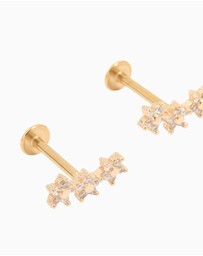 Lovisa - Gold Plated Surgical Steel Cubic Zirconia Flower Trio Flat Back Earrings