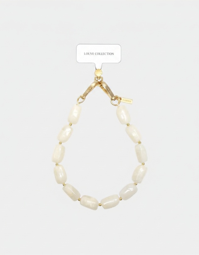 LOUVE COLLECTION - Universal Phone Strap Connector (White) + Abbey Off-White Wristlet