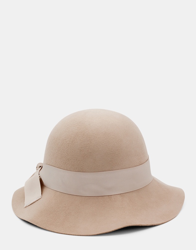 Morgan & Taylor - Julietta Wool Felt Cloche Hat in Beige Sand