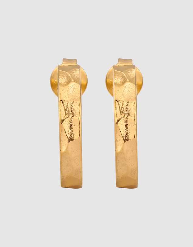 Elli Jewelry - Hammered Stud Earrings in Gold-Plated 925 Silver