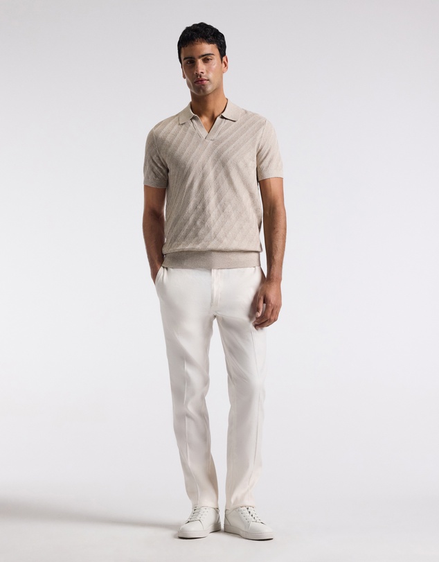 Calibre - Linen Blend Open Neck Polo Sand
