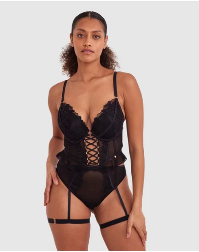 Bras N Things - Vamp Spell On You Push Up Bodysuit - Black