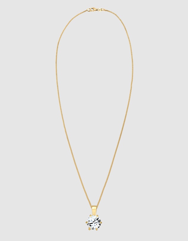 Elli Jewelry - Necklace Crystal 925 Sterling Silver Gold-Plated