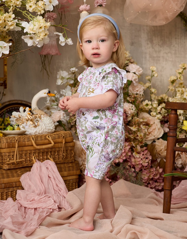Fleur Harris - 'Heirloom Treasures' Precious Shorty Frill Coverall in Gardenia