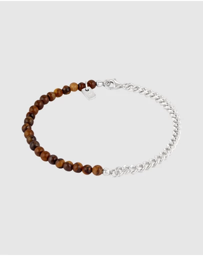 Kuzzoi - ICONIC EXCLUSIVE - Tiger's Eye Beads Bracelet in 925 Sterling Silver