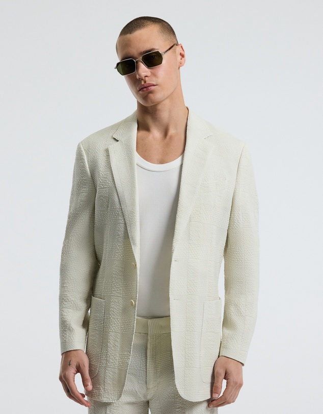 Calibre - Seersucker Check Blazer Stone