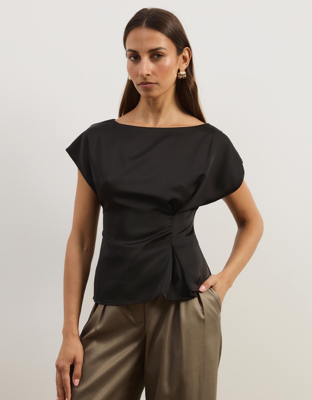Atmos&Here - Aureline Satin Boat Neck Top