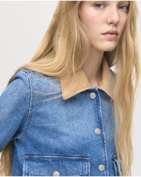 M.N.G - Corduroy Collar Denim Jacket