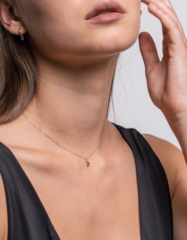 Luna Rae - Solid Gold - Amethyst Necklace