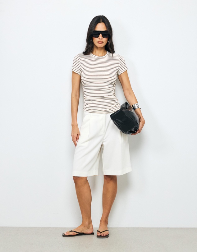 AERE - Belle Stripe Ruched T-Shirt