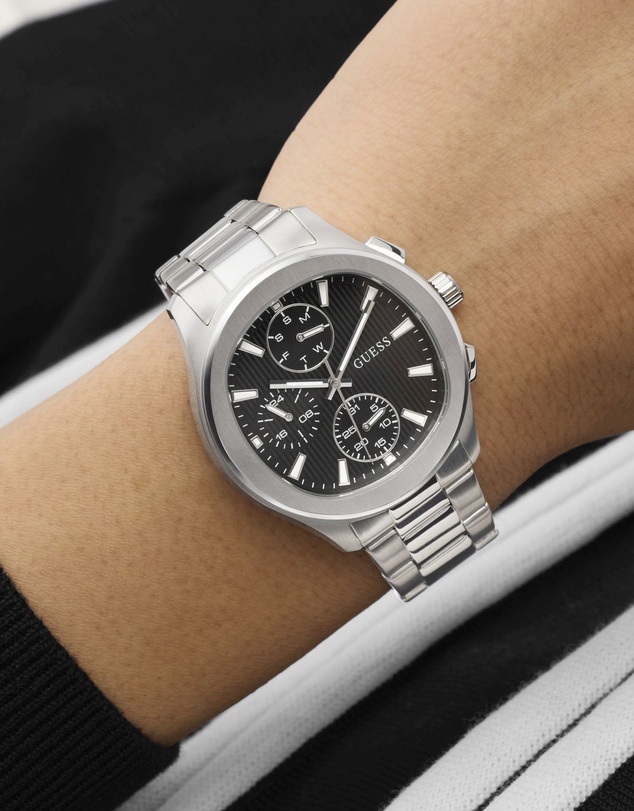 GUESS - GUESS Men's Silver-Tone Multifunction Watch