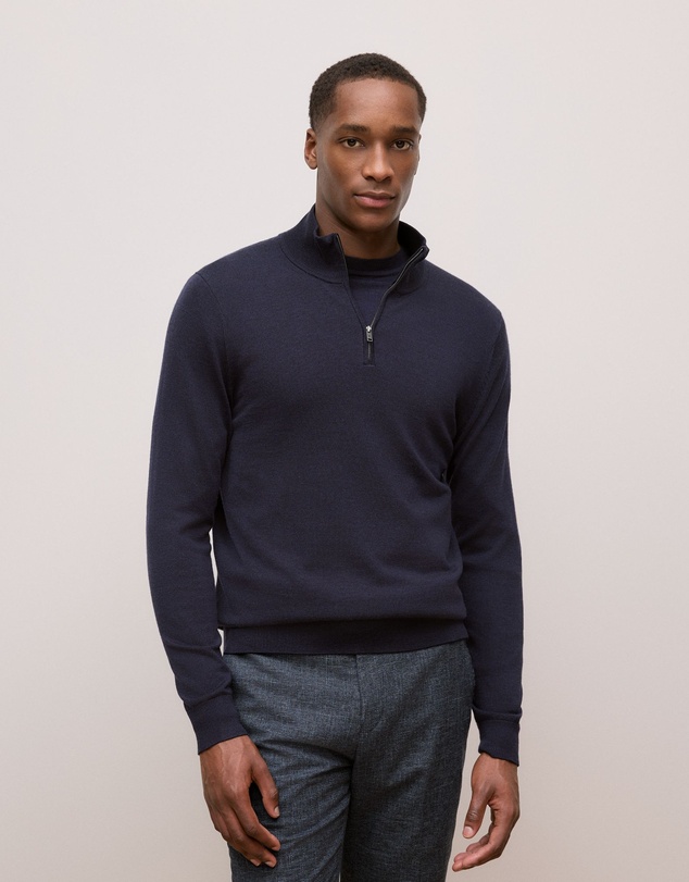 Trenery - Merino Half Zip in Navy
