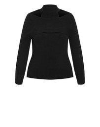 City Chic - Plus size Remi Cut Out Jumper - black