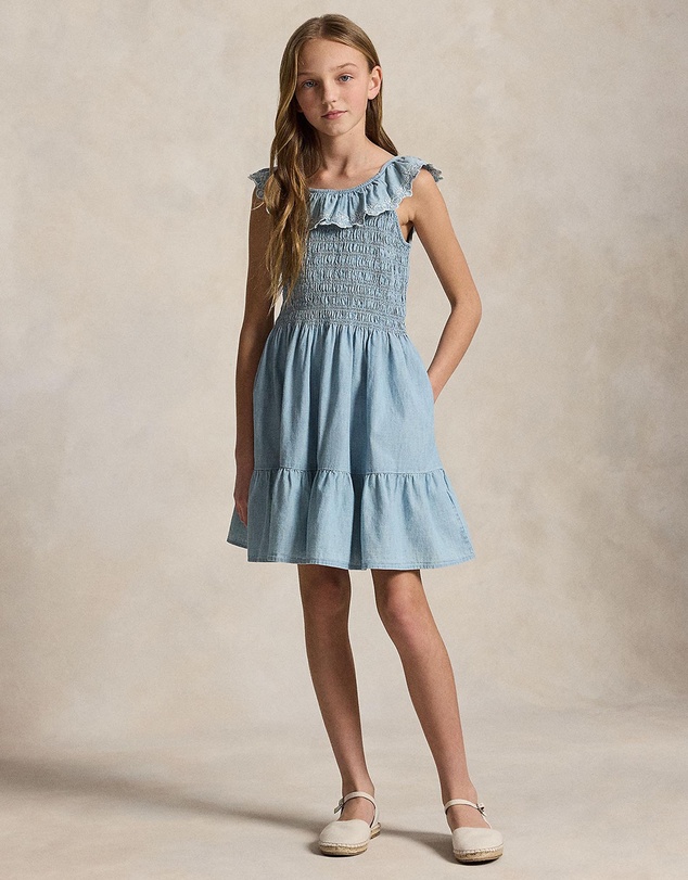 Polo Ralph Lauren - Blueberry-Overlay Indigo Chambray Dress - Kids-Teens