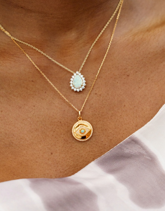 Georgini - Georgini Opal Glow Rozelle White Created Opal Gold Pendant