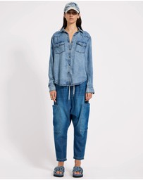 ONE TEASPOON - Isla Low Waist Drawstring Harem Denim Jeans - Blue Pasadena