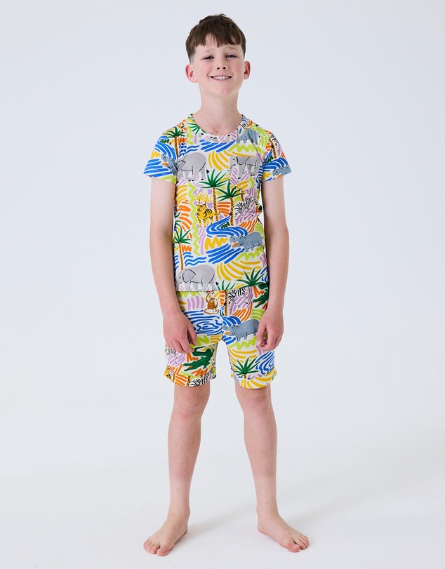 Kip&Co - Savannah Kids Organic Cotton Short Sleeve Tee and Shorts Pyjama Set - Kids