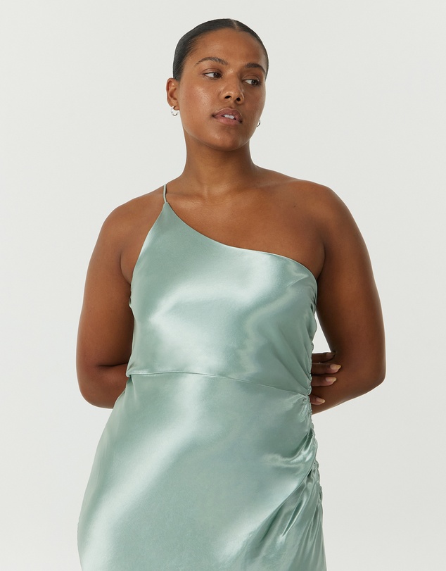 Third Form - Satin Gather One Shoulder Dress