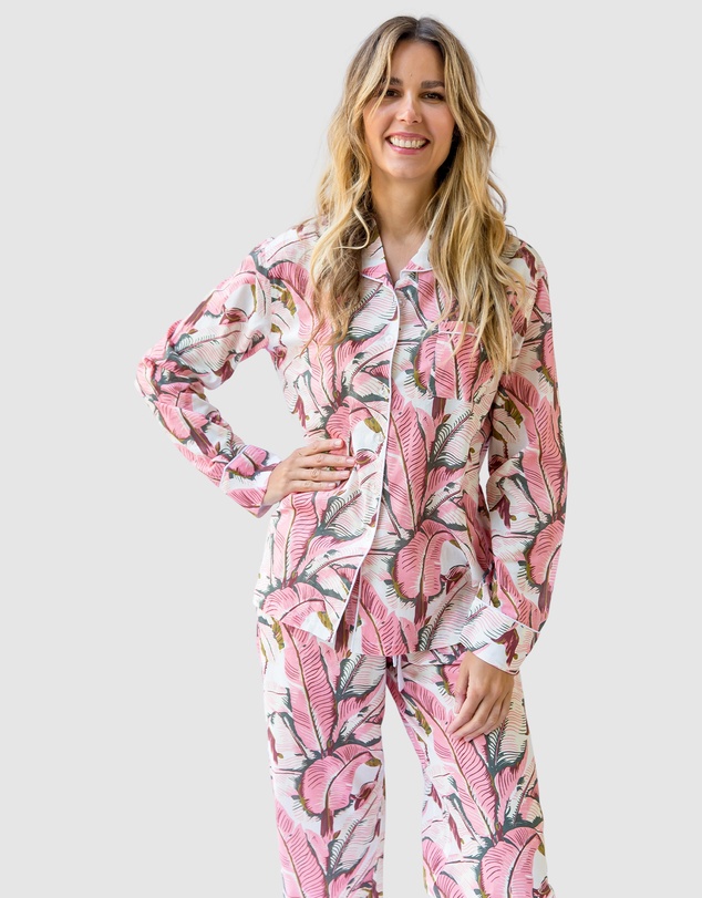 Sant And Abel - Women's Martinique® Pink Banana Leaf Long PJ Set