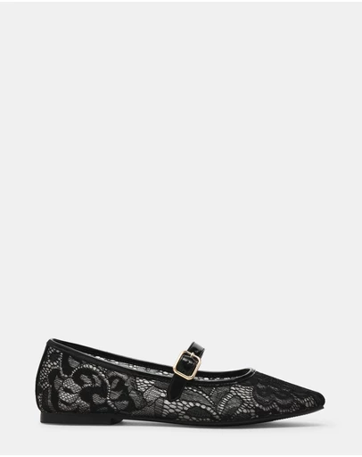 Steve Madden - Wildflower-L Black Lace Flats
