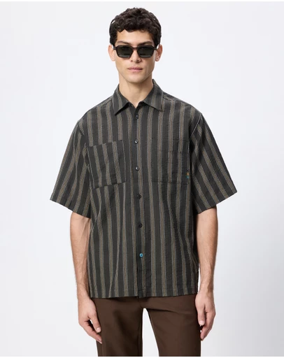 Scotch & Soda - Structured Stripe Relaxed Fit Short Sleeve Shirt