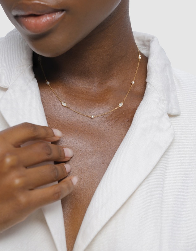 Elli Jewelry - Necklace Crystal Pearl 925 Sterling Silver Gold-Plated