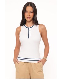 Petal & Pup - Marion Henley Knitted Tank Top - White