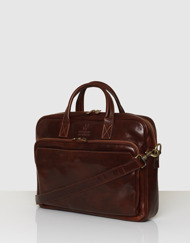 Republic of Florence - Pretoria Brown Leather Laptop Briefcase