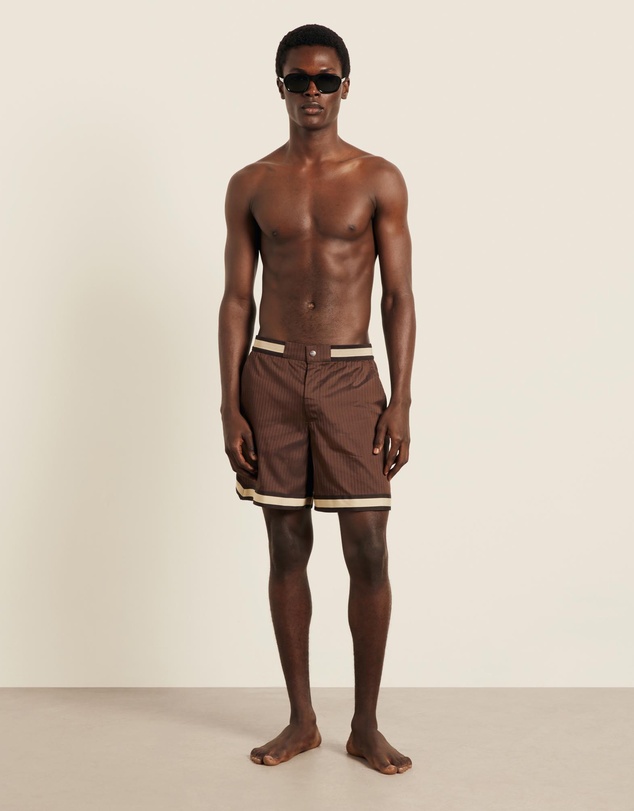 Che - Longer Pinstripe Baller Swimshorts