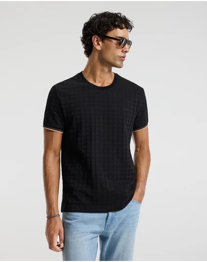 Calibre - Stripe Trim Jacquard T-shirt Black