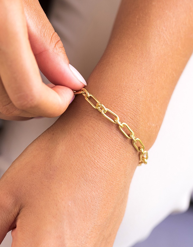 Elli Jewelry - Bracelet Basic Link Chain 925 Sterling Silver Gold-Plated