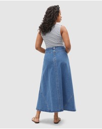 Seed Heritage - Denim Flare Midi Panel Skirt
