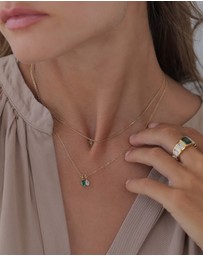 Elli Jewelry - Necklace Emerald Rectangle 925 Sterling Silver Gold-Plated