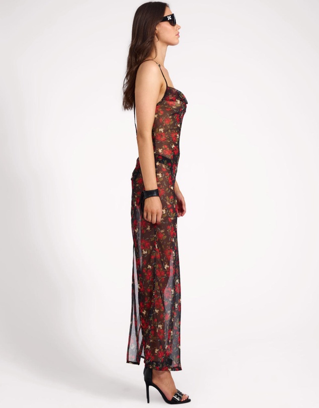 ONE TEASPOON - Flower Jagger Slip Maxi Dress - Red